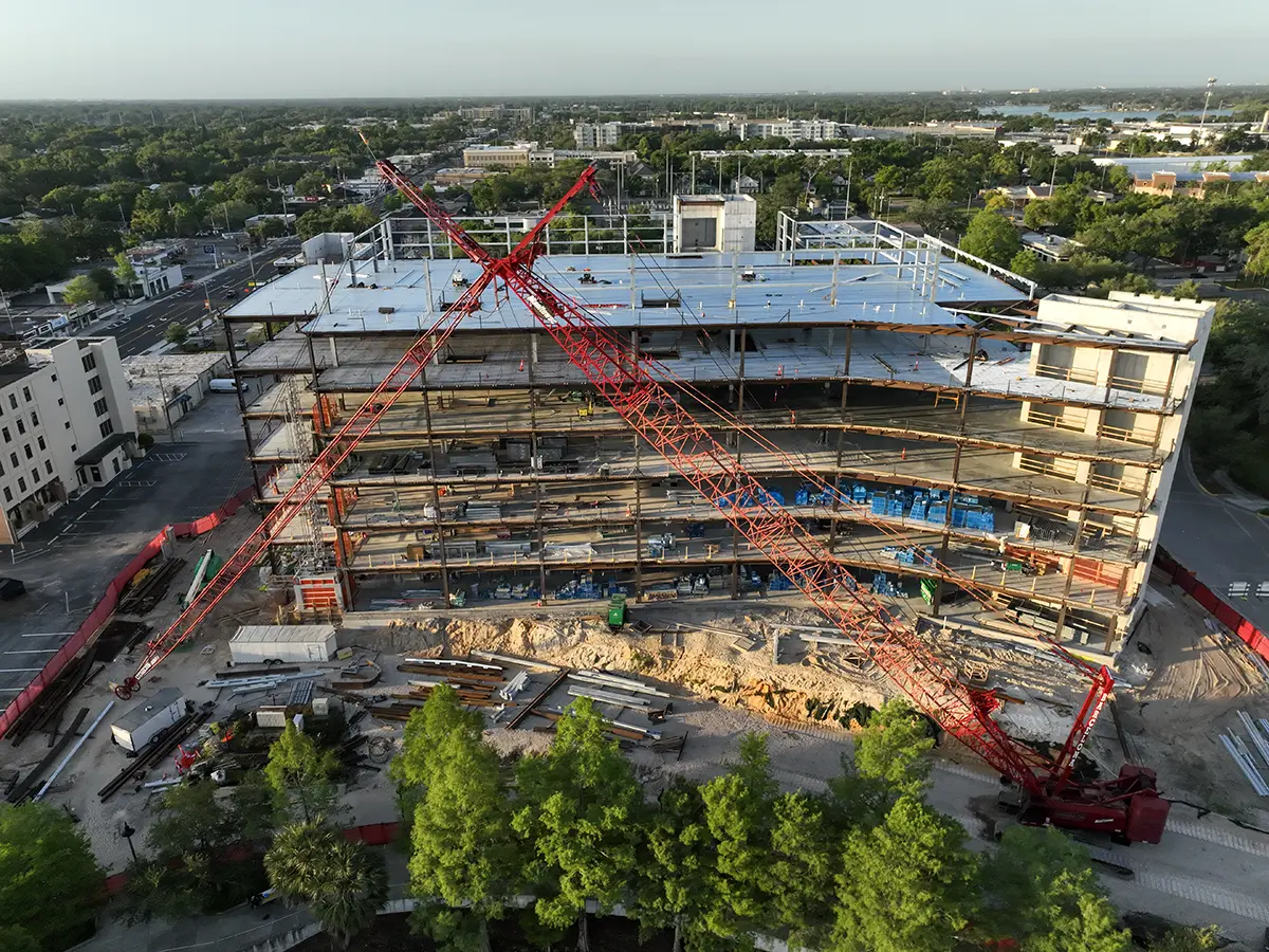 Aerial view of a construction site in Orlando, Florida